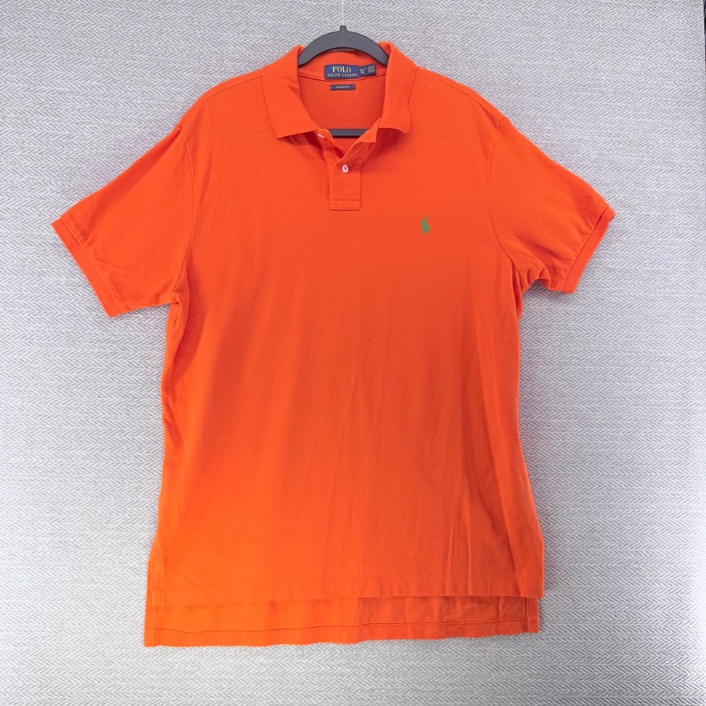 Polo Ralph Lauren Polo Shirt XL Orange Cotton Custom Fit Short Sleeve Pony Logo